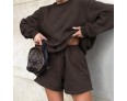 Women Fashion Autumn And Winter Letters Embroidered Fleece Thickened Loose Sweater And Short 2PCS Suit