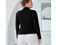 Women Fashion Plus Size Solid Color Long Sleeve Knit Top