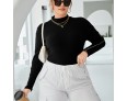 Women Fashion Plus Size Solid Color Long Sleeve Knit Top