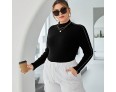 Women Fashion Plus Size Solid Color Long Sleeve Knit Top