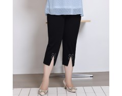 Summer Women Casual Plus Size High Waist Stretch Split Pants