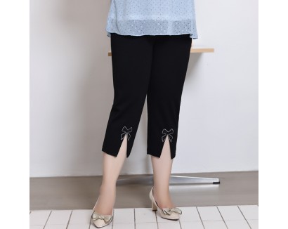 Summer Women Casual Plus Size High Waist Stretch Split Pants