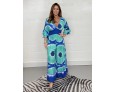 Summer Women Fashion Plus Size V-Neck Tie-Dye Printed Horn Sleeve Wide Leg Jumpsuits