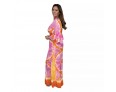 Summer Women Fashion Plus Size V-Neck Tie-Dye Printed Horn Sleeve Wide Leg Jumpsuits