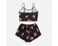 Women Fashion Mushroom Print Pajamas Two-Piece Set