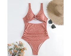 Summer Pregnant Women Fashion Wave Dot Printing Hollow Backless One-Piece Swimsuit