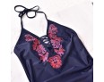 Pregnant Women Fashion Deep V Leaf Embroidered One-Piece Swimsuit