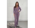 Women Fashion Casual Plus Size Geometric Print V-Neck Long-Sleeved Wide-Leg Jumpsuits