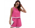 Women Fashion Casual Contrast Color Wave Lace Two-Piece Set