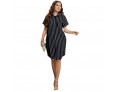 Women Summer Fashion Plus Size Lapel Stripe Printed Loose Dress