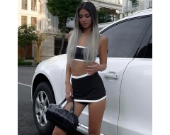 Summer Women Fashion Sexy Camisole Top Skirt Two-Piece Set