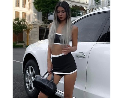 Summer Women Fashion Sexy Camisole Top Skirt Two-Piece Set