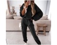 Athleisure Autumn Winter Women Fashionable Loose Solid Color Drawstring Long Sleeve Hooded Jogger Pants Two-Piece Set