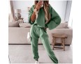 Athleisure Autumn Winter Women Fashionable Loose Solid Color Drawstring Long Sleeve Hooded Jogger Pants Two-Piece Set