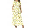 Summer Women Fashion Casual Plus Size Floral Print Round Neck Short Sleeve Maxi Dress