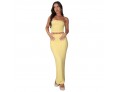 Summer Women Fashion Sexy Solid Color Tube Top Skirt Two-Piece Set