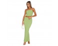 Summer Women Fashion Sexy Solid Color Tube Top Skirt Two-Piece Set