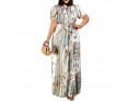 Summer Women Fashion Plus Size Graphic Printing Pleated Strap Dress