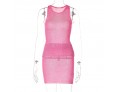 Summer Women Casual Solid Color Round Neck Sleeveless Knitted Top Skirt Two-Piece Set