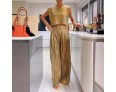 Women Fashion Solid Color Sleeveless Top And Wide Leg Pants Two-Piece Set