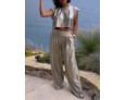 Women Fashion Solid Color Sleeveless Top And Wide Leg Pants Two-Piece Set