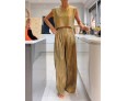 Women Fashion Solid Color Sleeveless Top And Wide Leg Pants Two-Piece Set