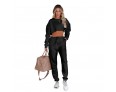 Women Athleisure Autumn And Winter Solid Color Crewneck Pullover Cropped Long-Sleeve Sweatshirt Casual Drawstring Pants Set