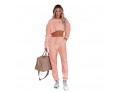 Women Athleisure Autumn And Winter Solid Color Crewneck Pullover Cropped Long-Sleeve Sweatshirt Casual Drawstring Pants Set