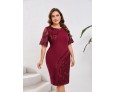 Summer Women Fashion Plus Size Lace Stitching Embroidery Dress