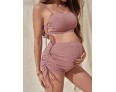 Pregnant Women Fashion Sexy Side Drawstring Swimsuit Set