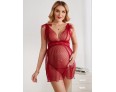 Pregnant Women Fashion Sexy Deep V Perspective Dot Lace-Up Dress