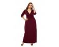 Autumn Women Fashion Solid Color V-Neck Long Sleeve Plus Size Dress