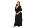 Autumn Women Fashion Solid Color V-Neck Long Sleeve Plus Size Dress