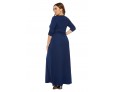 Autumn Women Fashion Solid Color V-Neck Long Sleeve Plus Size Dress