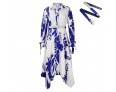 Autumn Women Fashion Plus Size Graphic Printed Lapel Long Sleeve Irregular Dress