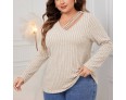 Autumn Winter Women Fashion V-Neck Long Sleeve Loose Plus Size Sweater