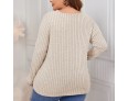 Autumn Winter Women Fashion V-Neck Long Sleeve Loose Plus Size Sweater