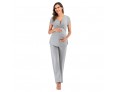 Pregnant Women Casual Solid Color V-Neck Short-Sleeved Breastfeeding Top Pants Two-Piece Set