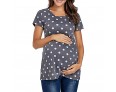 Summer Women Fashion Simple Polka Dot Print Round Neck Short Sleeve T-Shirt