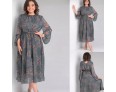 Women Loose Plus Size Floral Printed Round Neck Long Sleeve Dress