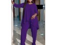 Women Fashion Casual Plus Size Long Sleeve Top Pants Two-Piece Set