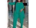 Women Fashion Casual Plus Size Long Sleeve Top Pants Two-Piece Set