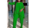 Women Fashion Casual Plus Size Long Sleeve Top Pants Two-Piece Set