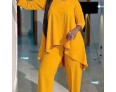 Women Fashion Casual Plus Size Long Sleeve Top Pants Two-Piece Set