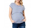 Summer Pregnant Women Casual Stripe Printed Short-Sleeved Breastfeeding T-Shirt