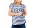 Summer Pregnant Women Casual Stripe Printed Short-Sleeved Breastfeeding T-Shirt