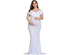 Pregnant Women Fashion Sexy Ruffle Chiffon Mop Dress