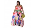 Summer Women Fashion Sexy Plus Size Floral Print Sling Dress