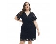 Summer Women Fashion V-Neck Lace Short Sleeve Plus Size Dress