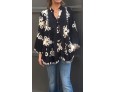 Summer Women Fashion Plus Size V-Neck Printed Long Sleeve Ruffled Shirt